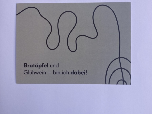 Schriftzug: Bratäpfel und Glühwein - bin ich dabei